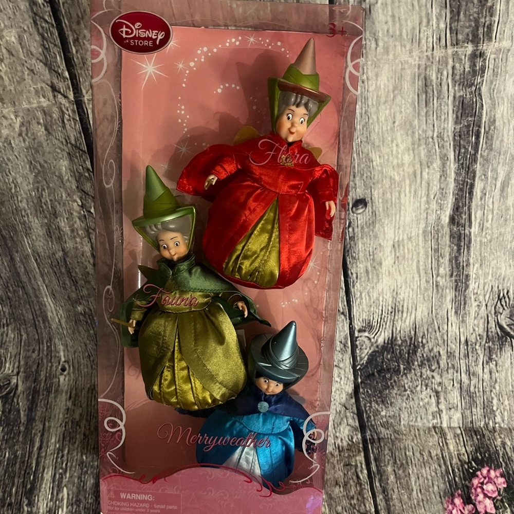 HTF! Disney Store Sleeping Beauty Fairy Godmother Doll Set